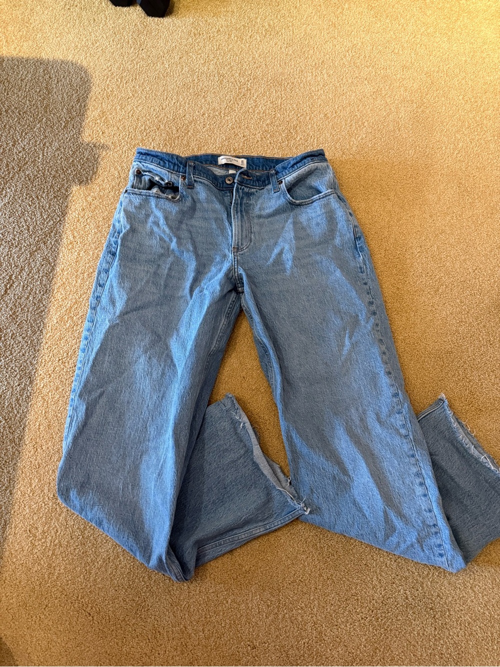 Abercrombie & Fitch Light Blue Curve Love Straight-Leg Jeans